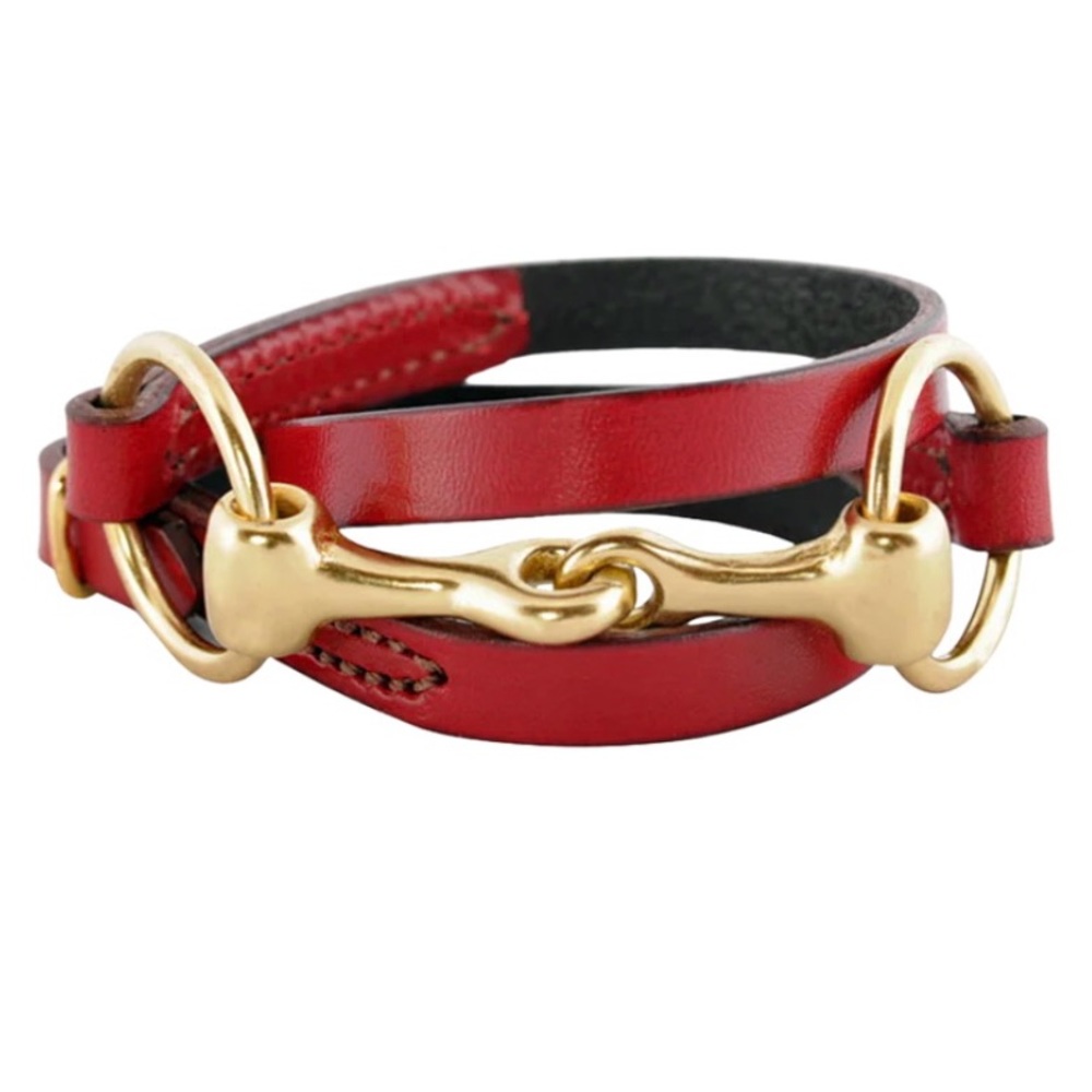 NEW Red Leather Buckle Wrap Bracelet
